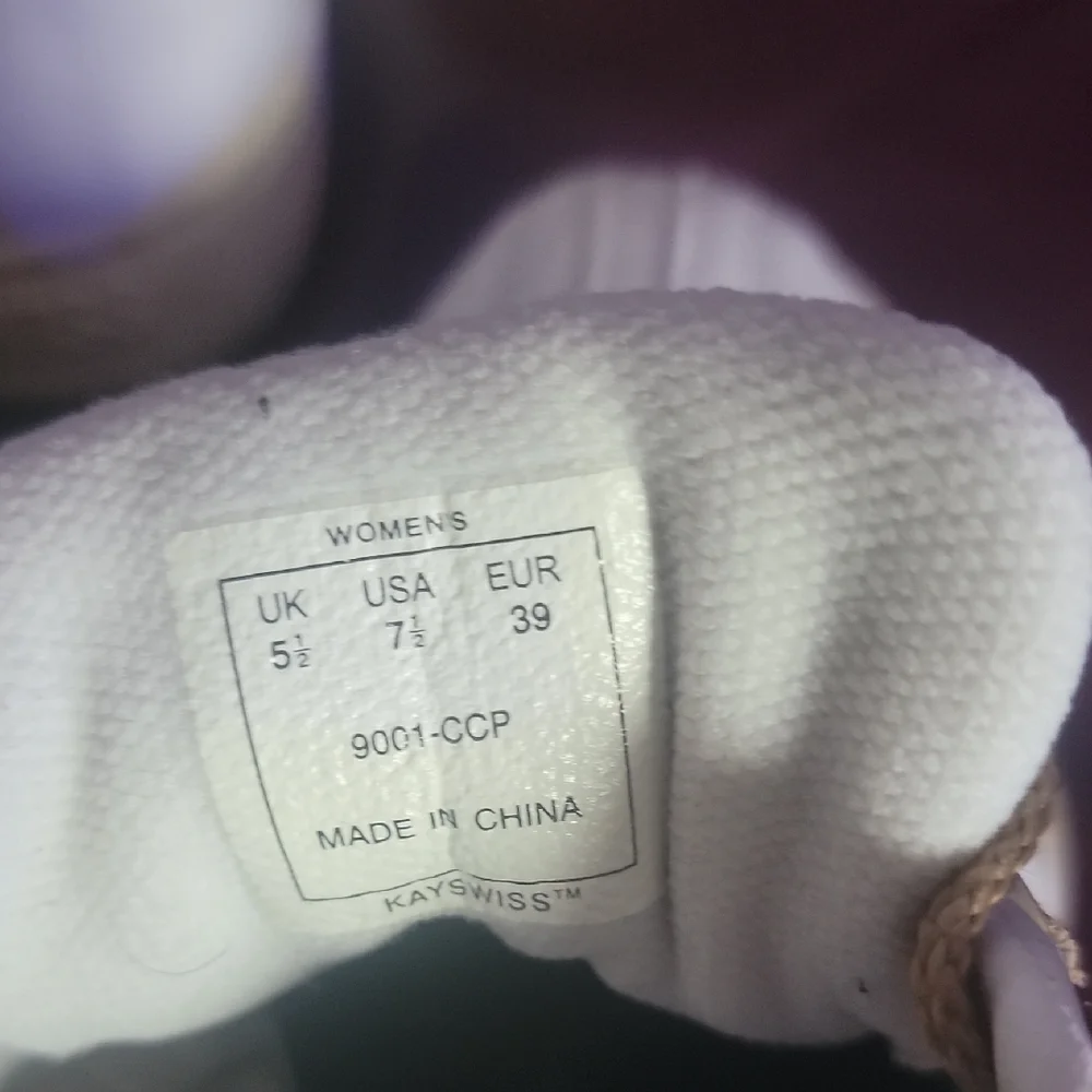 K-Swiss White and Brown Athletic Shoes.